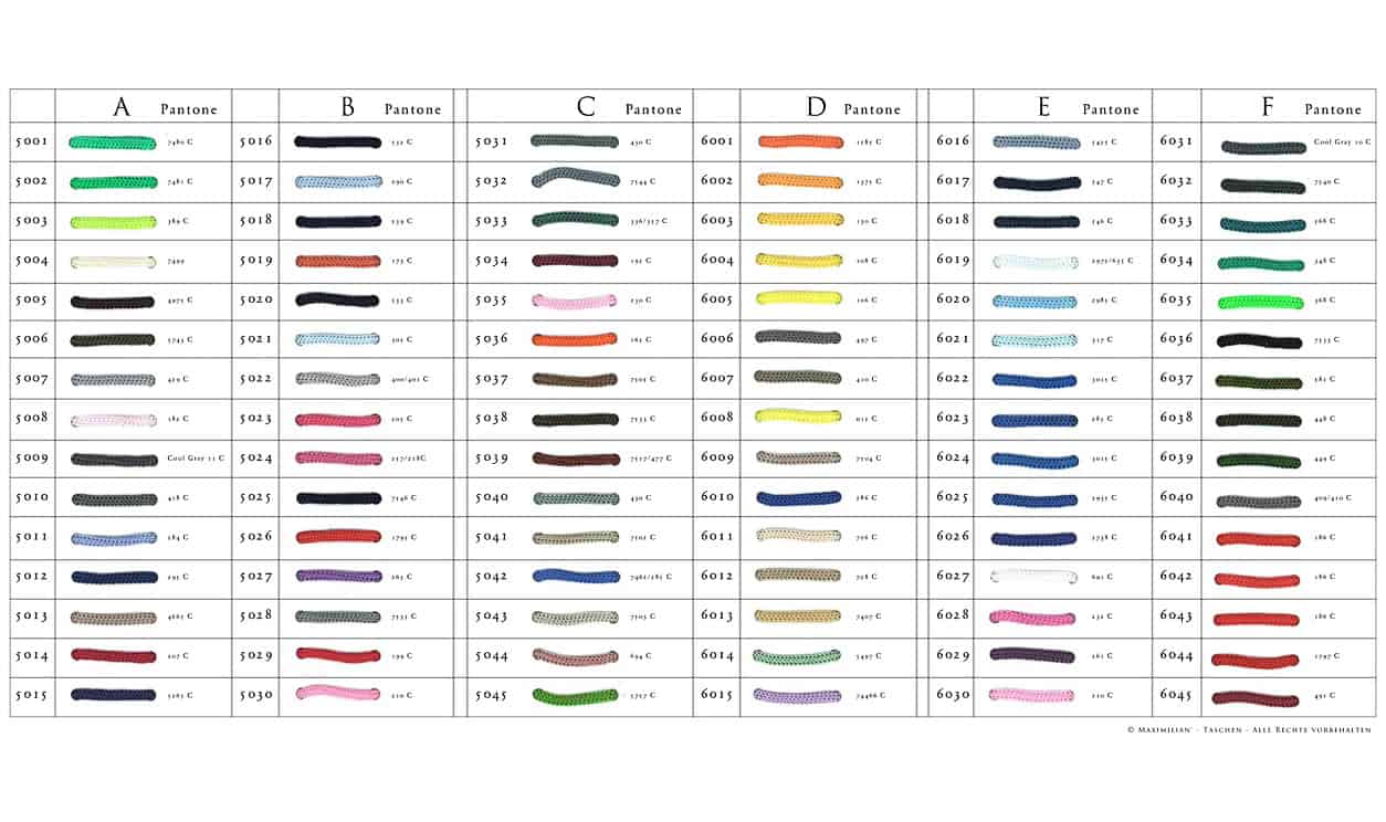 Werbetaschen Farbkarte Griffbänder